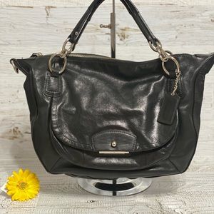Coach black leather handbag & crossbody